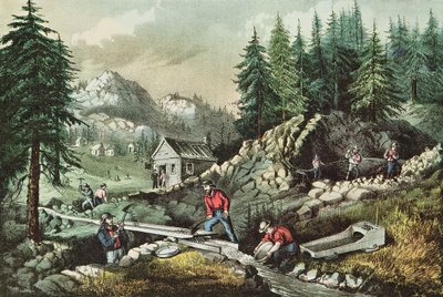 Goldmining in California by N. and Ives, J.M. Currier